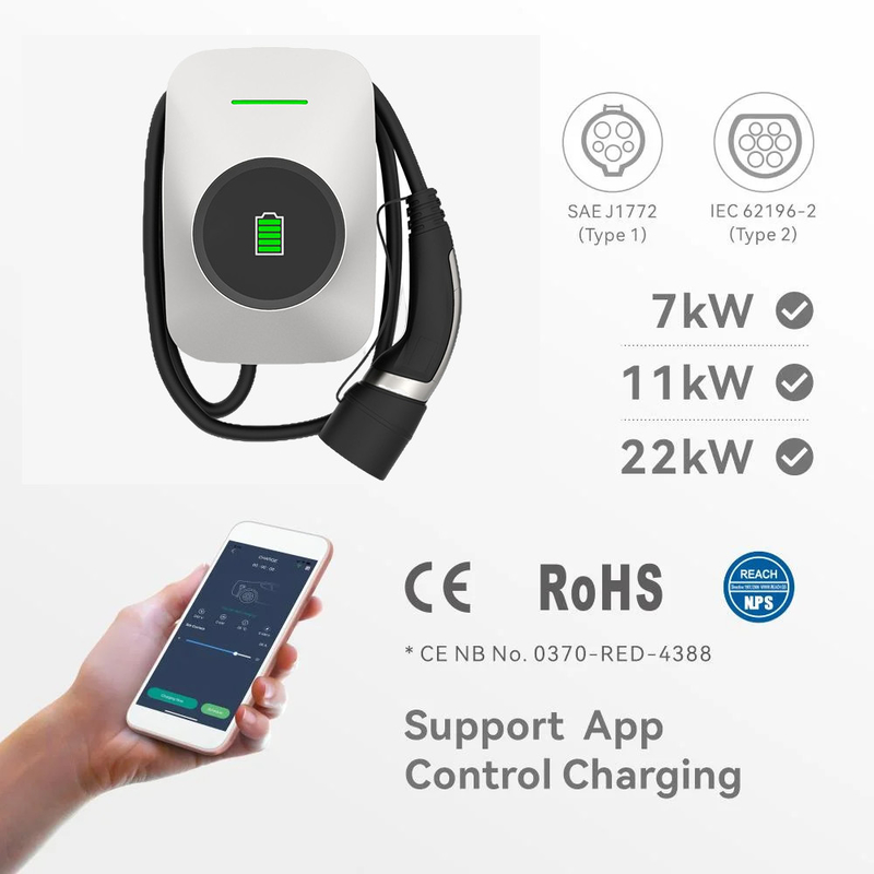 7.5kw Fast EV Charging Unit Wallbox Station with Type 2 Socket